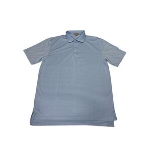 Peter Millar Summer Comfort Polo Shirt Blue Stripe‎ Short Sleeve Men's L Golf